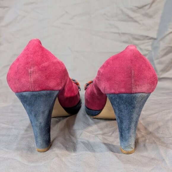 John Grey Multi Color Bow Suede Pumps Women Size 41 - Picture 4 of 7